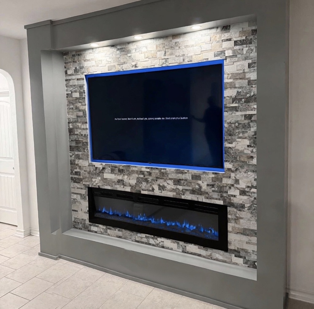 Custom shiplap fireplace wall