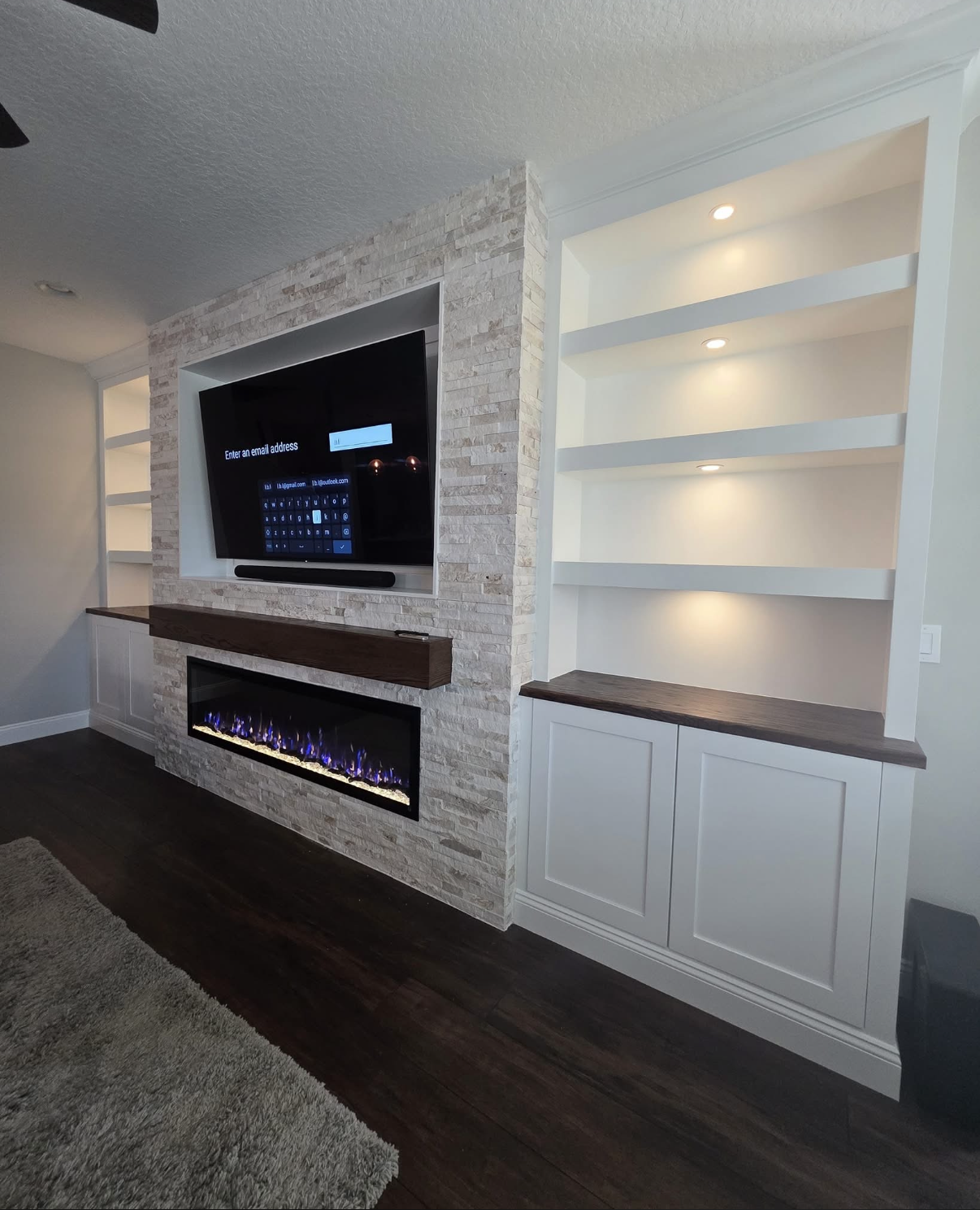 Grey tile feature wall