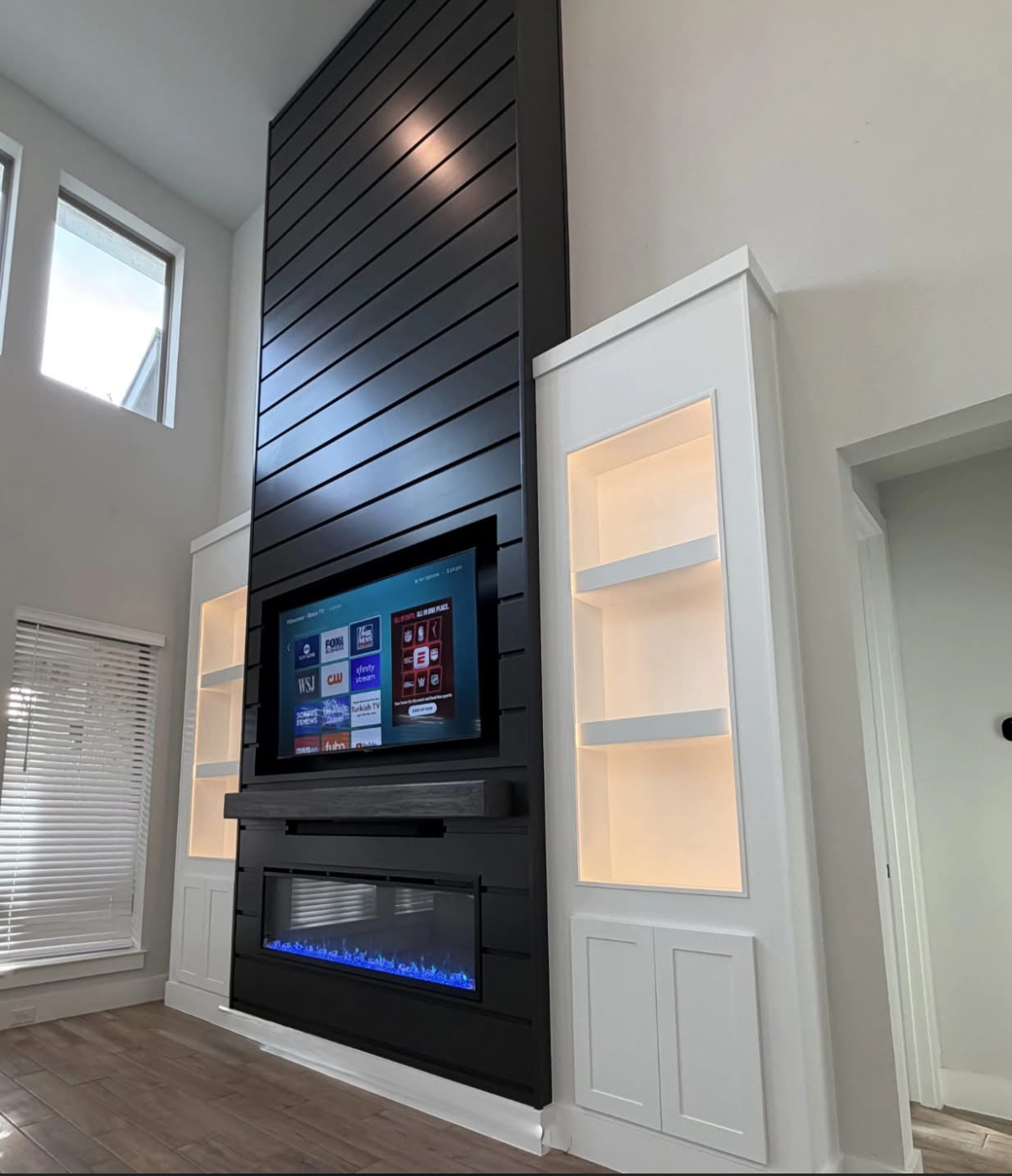 Marble panel media wall