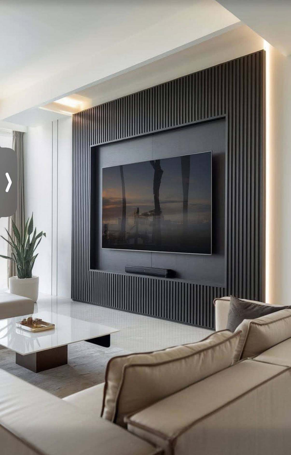 Floor-to-ceiling built-in entertainment wall